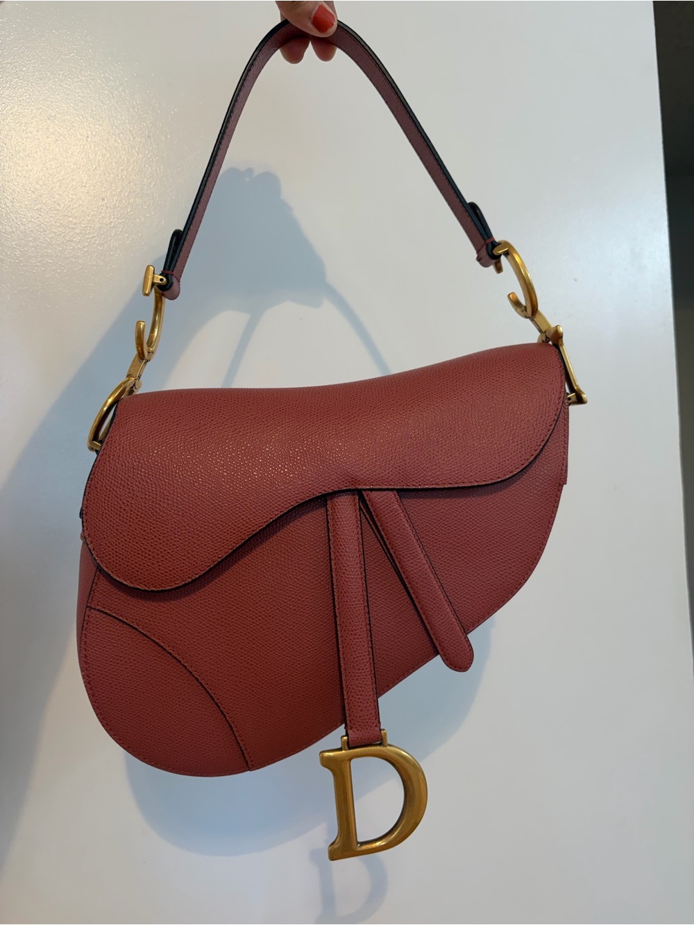 Dior Saddle Shoulder Bag in Dusty Rose with Gold Hardware